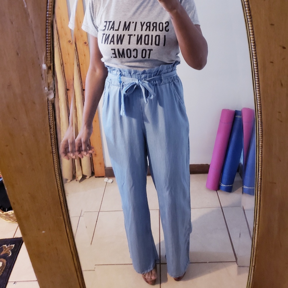 Womens wide leg blue pants